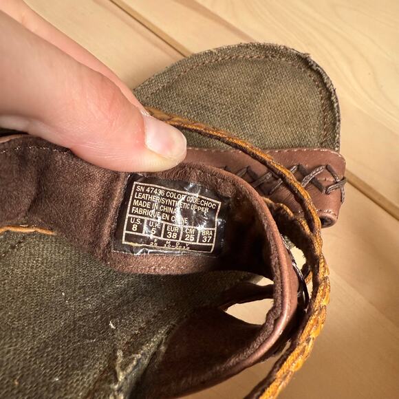 Skechers Womens 8 Chocolate Brown Braided Cork Wedge Sandals Heels Casual Shoes - Picture 8 of 8